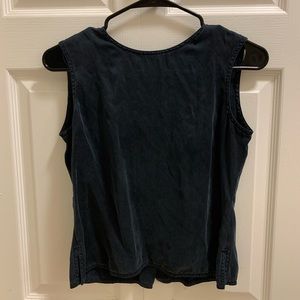 Black silk top with buttons on back